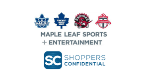 MLSE Logos For Raptors, Maple Leafs, Marlies and Toronto FC with Shoppers Confidential Logo