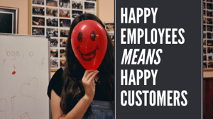 A happy face on a balloon indicating happy employees