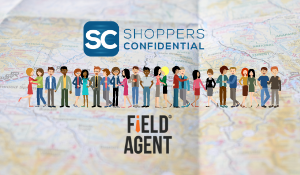 Shoppers Confidential & Field Agent launch a referral program.  Both logos, a map and diverse people represented.